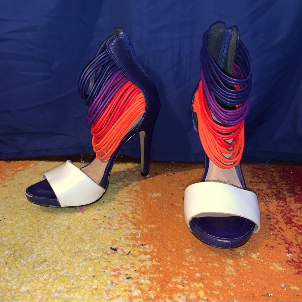 TANARA Colorful Strappy Heeled Opened Toe Sandal